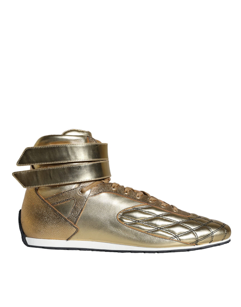 Gold Leather Sartoria High Top Sneakers Shoes