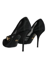 Black Mesh Mary Jane Crystal Heel Pumps Shoes