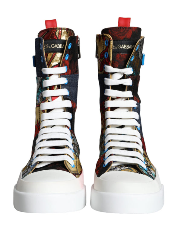 Multicolor Patchwork Logo High Top Sneakers Shoes