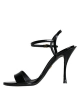 Black KEIRA Leather Heels Sandals Shoes