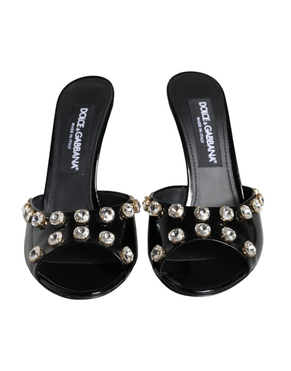 Black Crystal Heels Keira Sandals Shoes