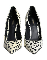 Black White Polka Dot Leather Pumps Shoes