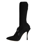 Black Stiletto Heels Mid Calf Boots Shoes