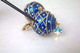 Gold Brass Blue Dangle Christmas Ball Crystal Clip On Earrings