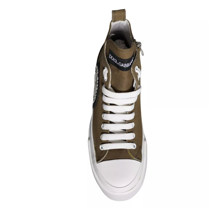 Army Green Canvas Logo Sneakers Boots Shoes