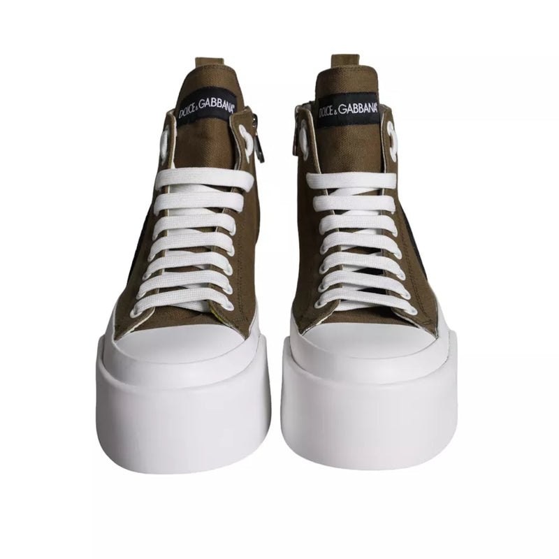 Army Green Canvas Logo Sneakers Boots Shoes