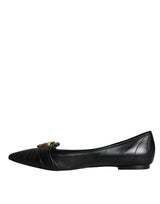 Black Devotion Leather Pointy Flats Shoes