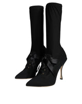 Black Stiletto Heels Mid Calf Boots Shoes