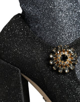 Black Crystal Mary Janes Booties Shoes