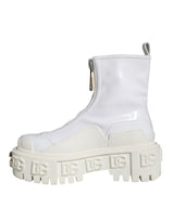 White Leather Rubber Logo Ankle Boots Shoes