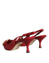 Red Devotion Leather Heels Slingback Shoes