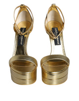 Gold Leather Platform Keira Sandals Shoes