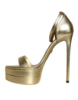 Gold Leather Platform Keira Sandals Shoes