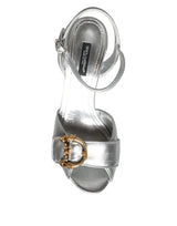 Silver Leather Platform Logo Keira Sandals Shoes