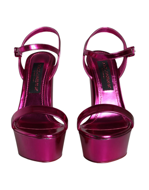 Fuchsia Leather Platform Logo Keira Sandals Shoes