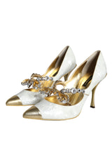 White Mary Jane Crystal Bow Pearl Pumps Shoes