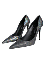 Multicolor Strass Leather Heels Pumps Shoes