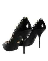 Black Crystals Leather High Heels Pumps Shoes