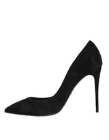 Black Suede Leather High Heels Pumps Shoes