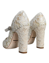 White Lace Crystals Heels Sandals Shoes