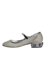 Silver Mesh Crystal Mary Jane Pumps Shoes