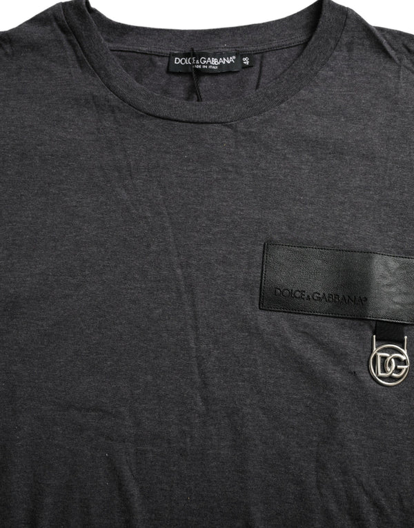 Gray Cotton Logo Short Sleeve T-shirt