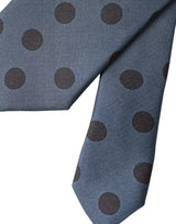 Blue Black Silk Polka Dot Adjustable Men Tie