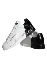 White Black Portofino Low Top Sneakers Shoes