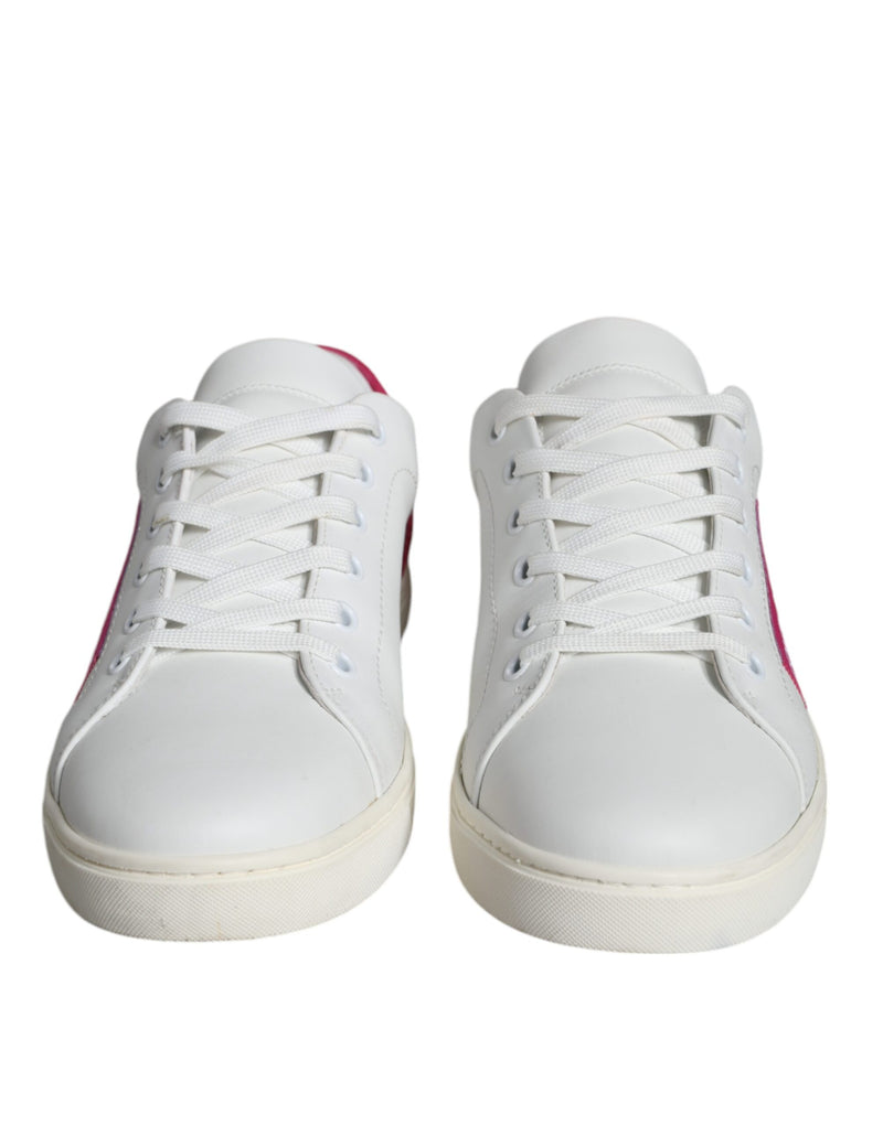 White Pink Leather Logo Classic Sneaker Shoes