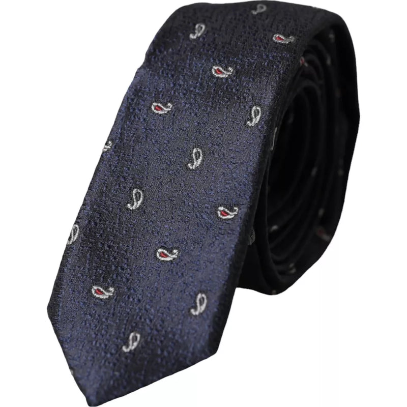 Dark Blue Fantasy 100% Silk Adjustable Men Tie