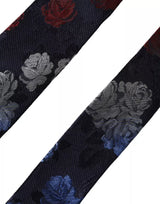 Dark Blue Floral Fantasy Silk Adjustable Men Tie