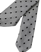 Black White Dot Fantasy Silk Adjustable Men Tie