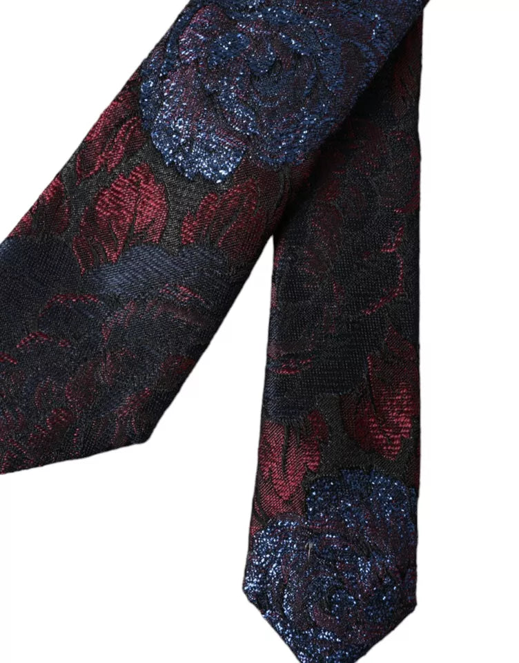 Red Blue Floral Fantasy Silk Adjustable Men Tie