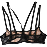 Black Floral Lace Nylon Balconcino Bra Underwear