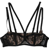 Black Floral Lace Nylon Balconcino Bra Underwear