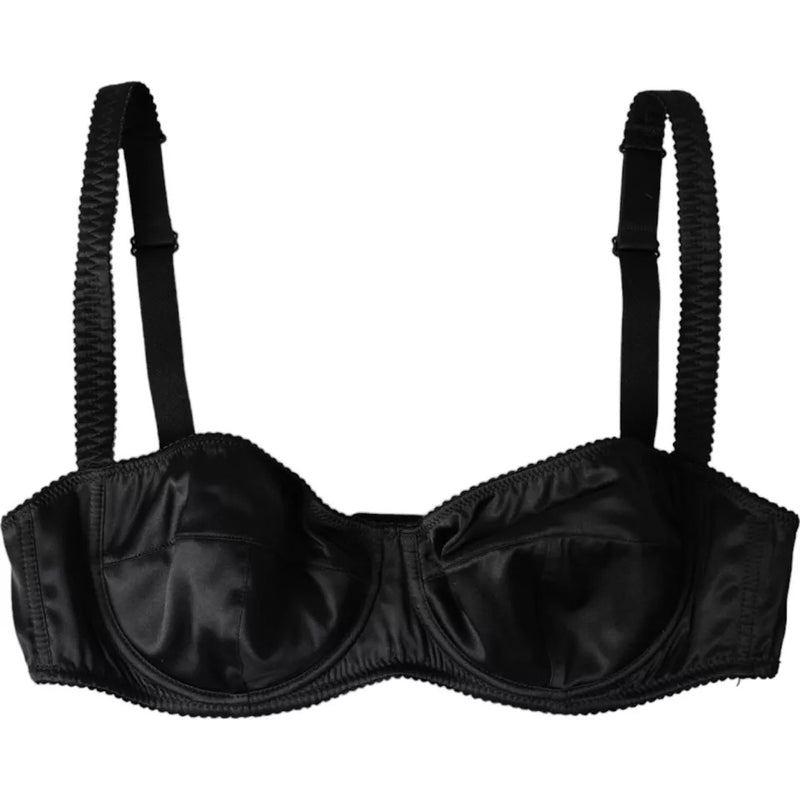 Black Silk Stretch Women Balconcino Bra Underwear