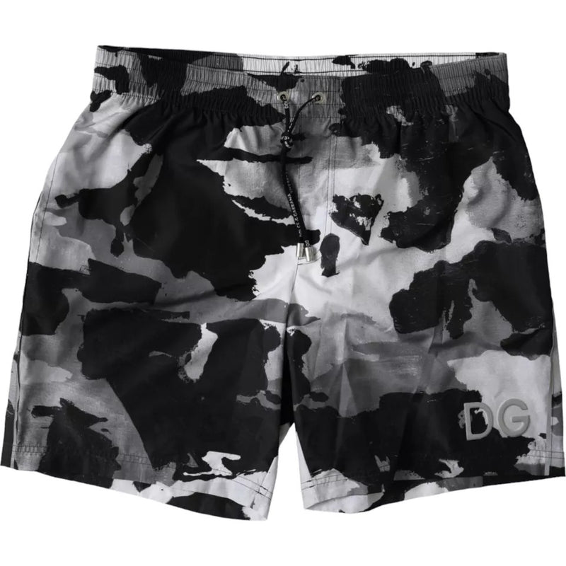 Multicolor Camouflage DG Logo Beachwear Shorts Swimwear