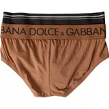 Brown Black Logo Cotton Stretch Mid Slip Underwear