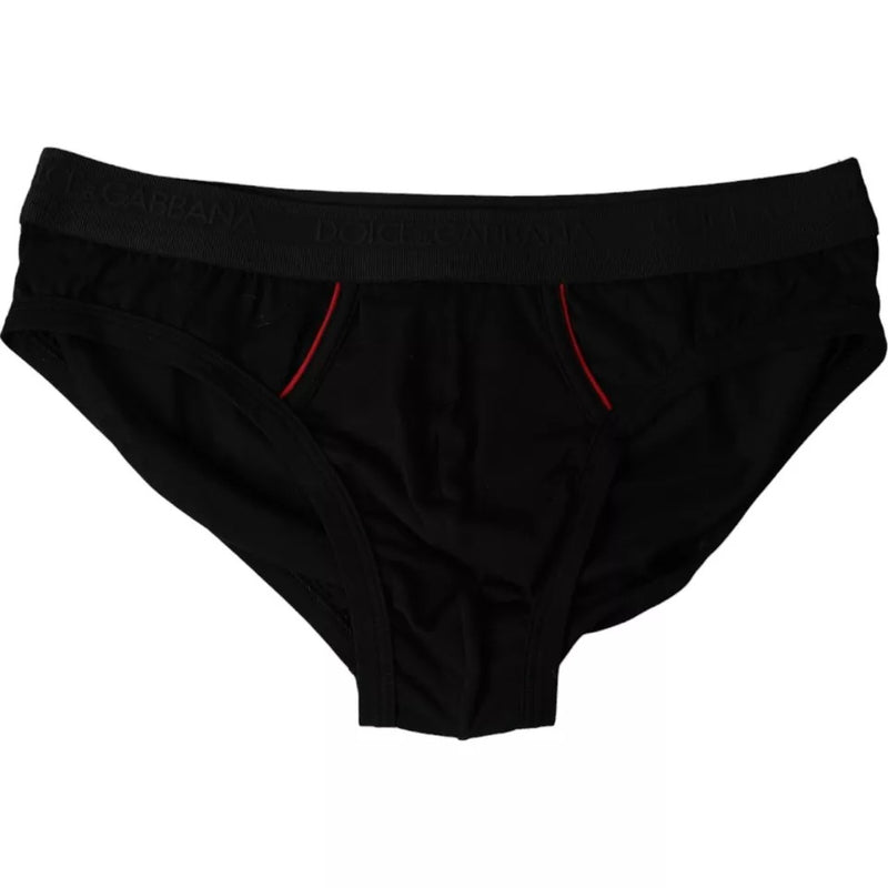 Black Logo Cotton Stretch Mid Slip Underwear