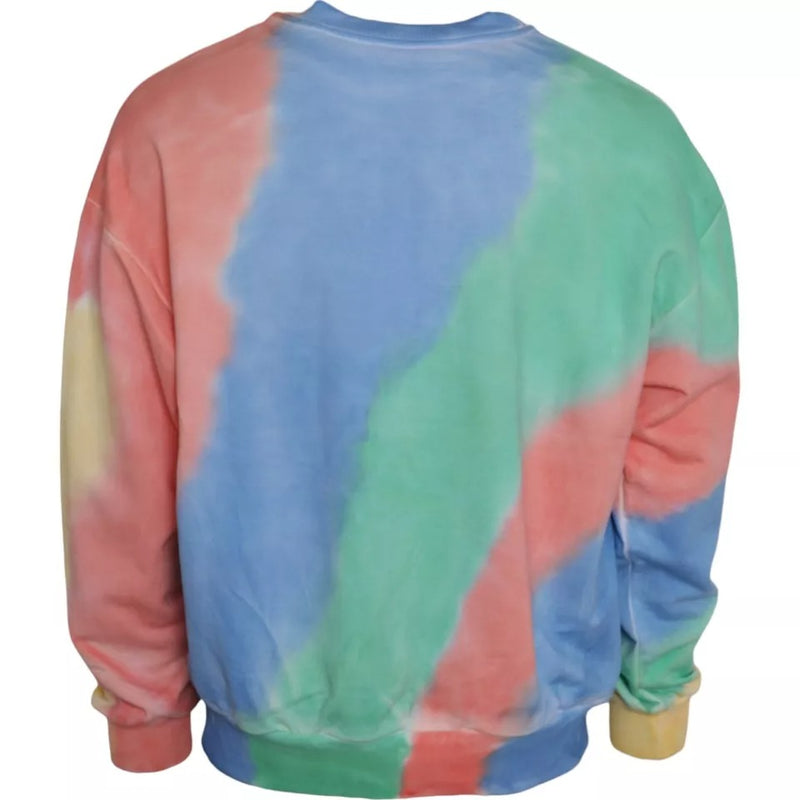 Multicolor Logo Cotton Crew Neck Pullover Sweater