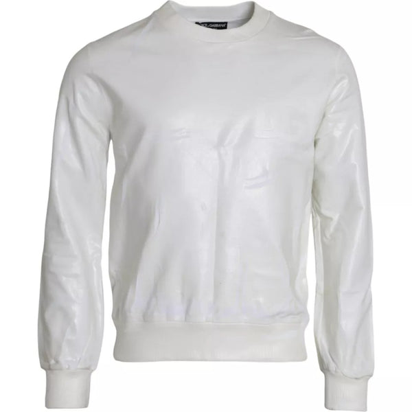 White Cotton Crew Neck Sweatshirt Sweater