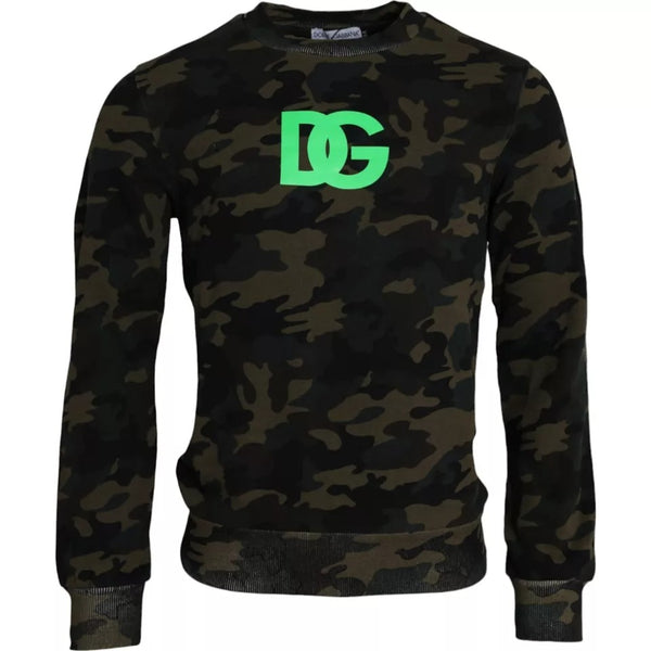 Black Camouflage Crew Neck Pullover Sweater