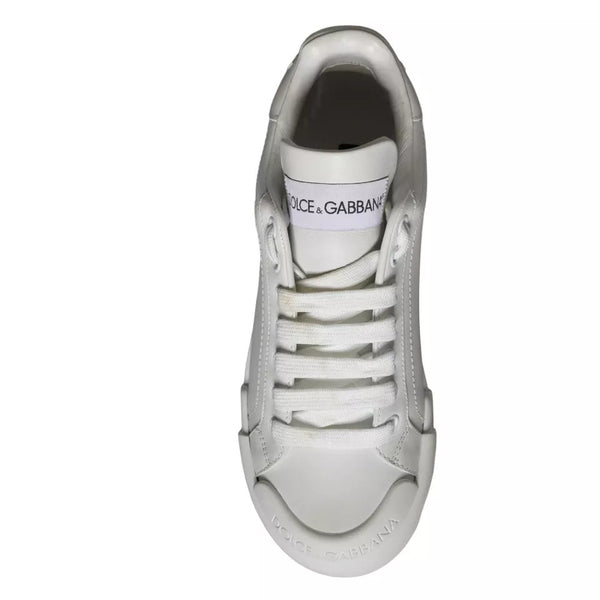 White Calfskin Leather Miami Low Top Sneakers Shoes