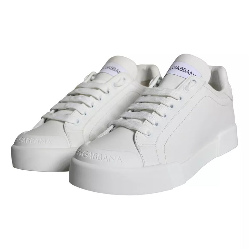 White Calfskin Leather Miami Low Top Sneakers Shoes