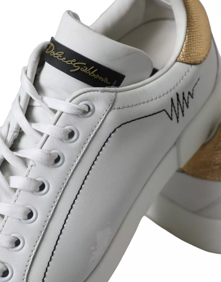 White Leather Portofino Low Top Sneakers Shoes