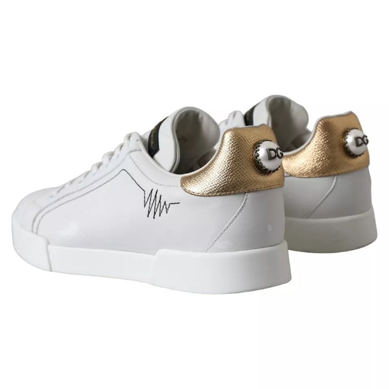 White Leather Portofino Low Top Sneakers Shoes