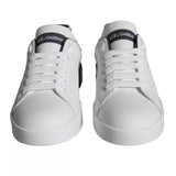 White Black Leather Portofino Sneakers Shoes