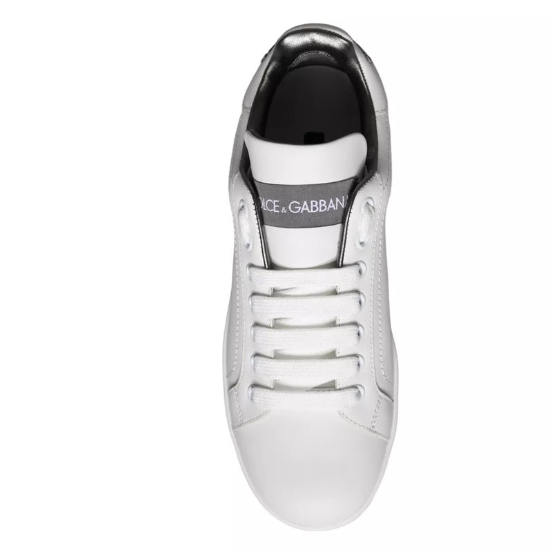 White Black Leather Portofino Sneakers Shoes