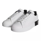 White Black Leather Portofino Sneakers Shoes