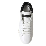 White Black Portofino Low Top Leather Sneakers Shoes